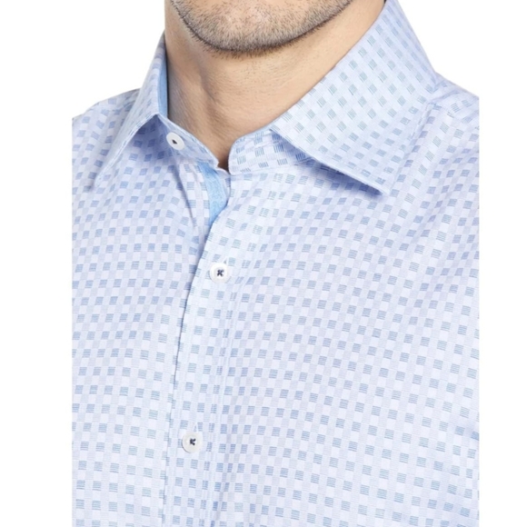 English Laundry NWT 100% COTTON Blue & White Long Sleeve Button-Up Dress Shirt - Picture 2 of 8